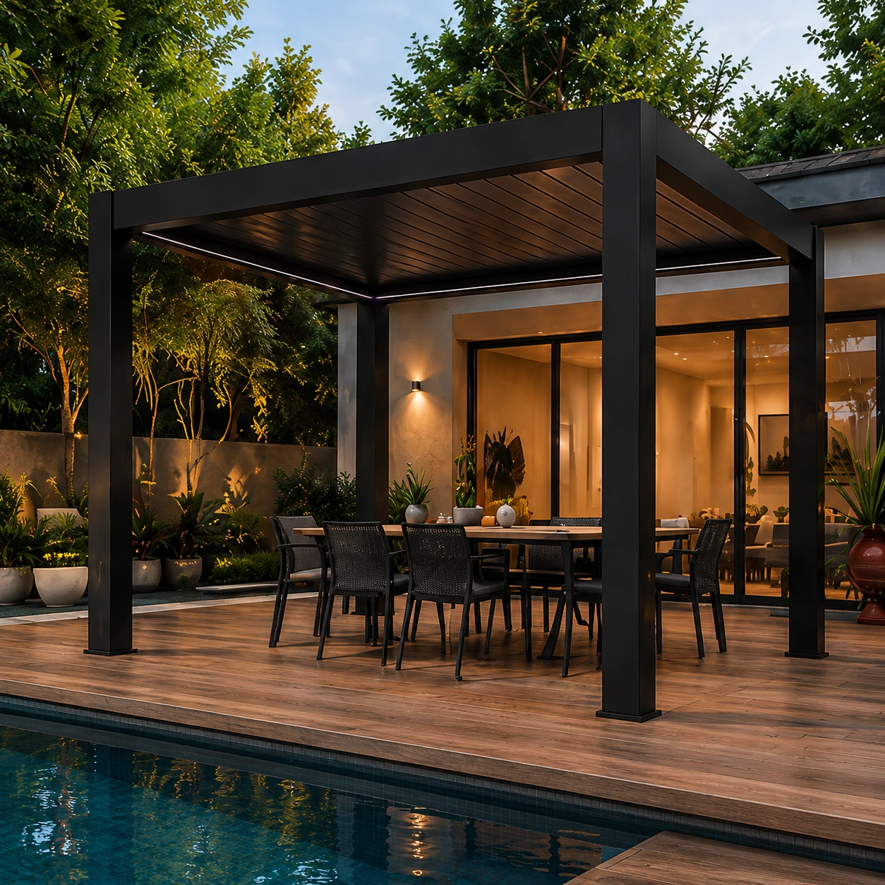 matt black pergola