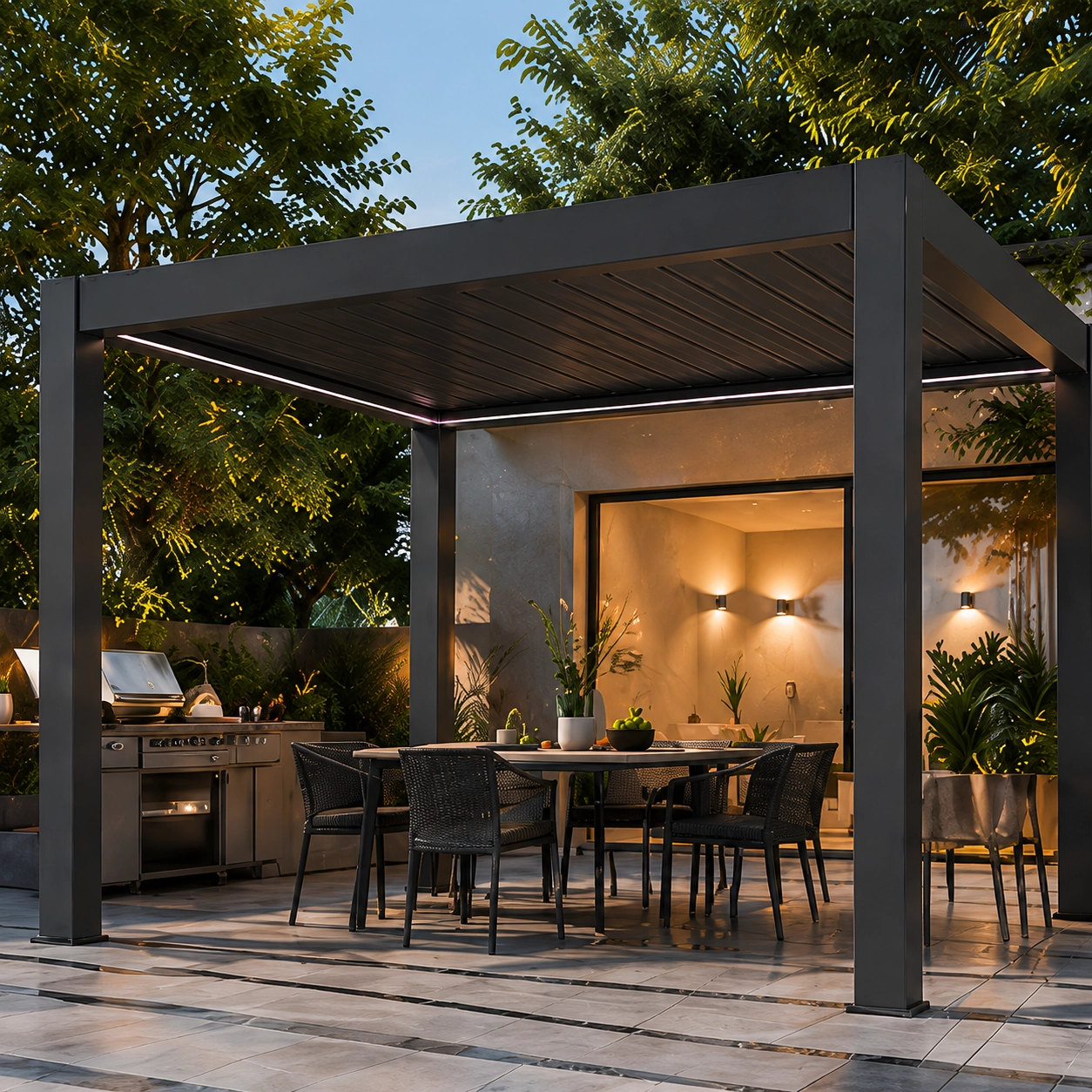 matt dark grey pergola