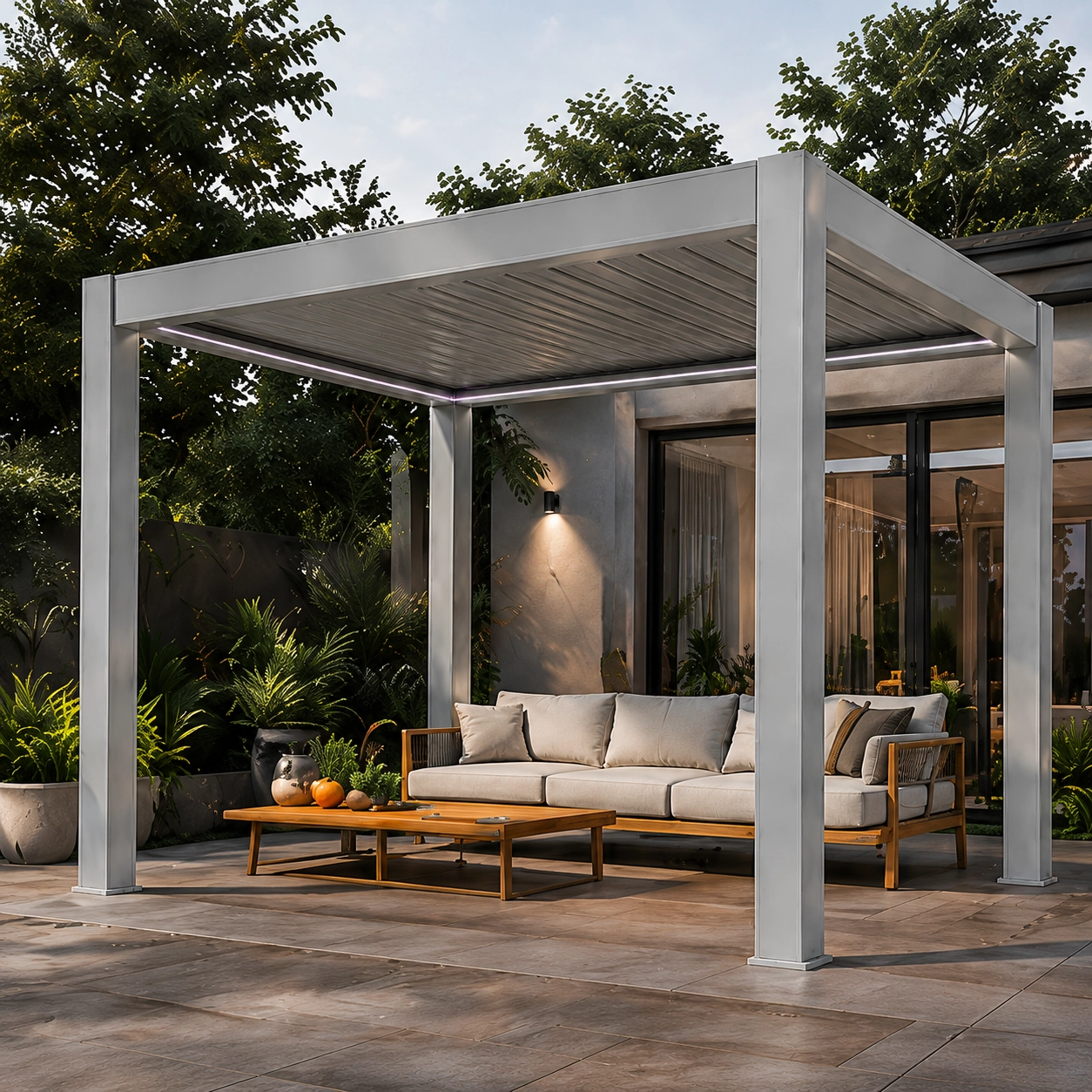 matt light grey pergola