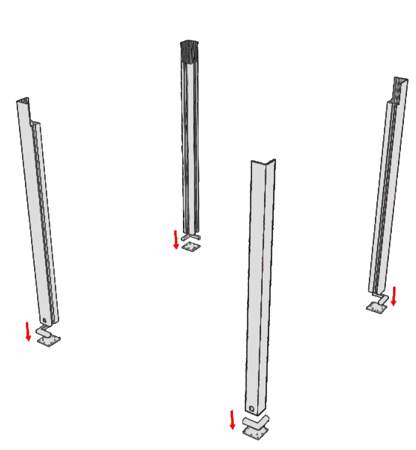 installed 4 posts pergola installed first step of 4 posts