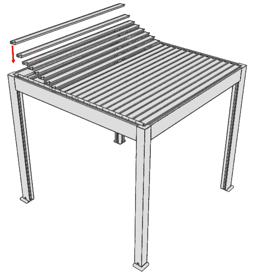 installed blades aluminum pergola installed step of blades