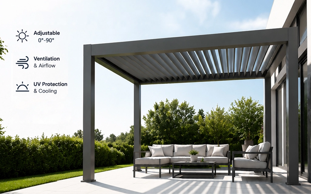 Open & close aluminum pergola open & close