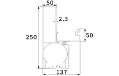 250x137mm beam size