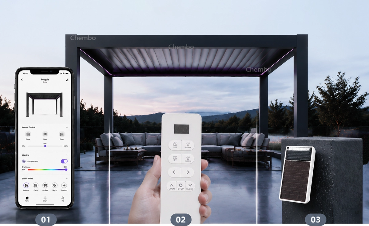 control mode aluminum pergola mutiple control mode